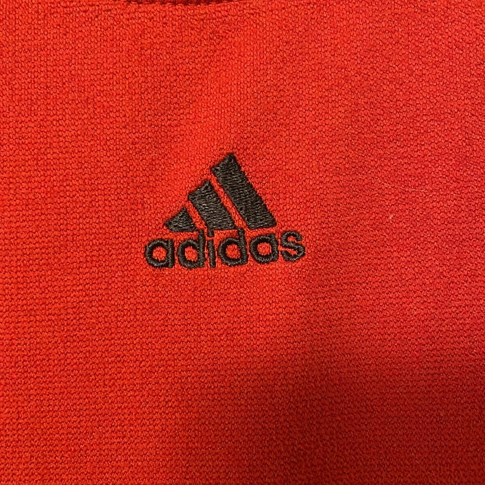 Adidas red climalite red shirt with blue stripes and logo. Used size XL - Picture 3 of 7
